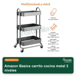 Amazon Basics carrito cocina metal 3 niveles