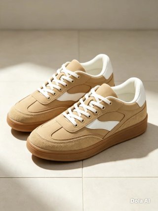 Zapatillas Hombre Talla 41 Beige y Blanco