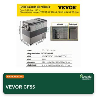 VEVOR refrigerador portátil coche 55L 12V
