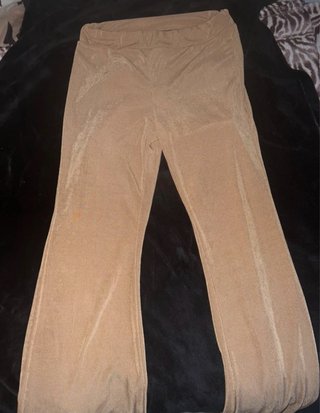Pantalón campana dorado beige