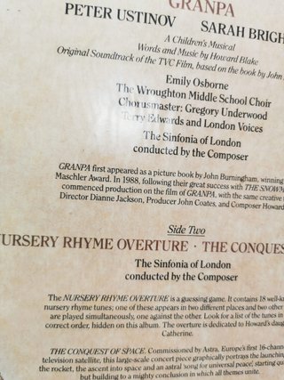 Disco Lp  Howard Blake, Sarah Brightman, Peter Ustinov & The Sinfonia Of London – Granpa