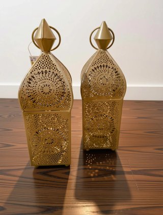 2 Faroles Dorados Metálicos Decorativos árabes.