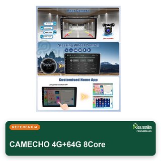 CAMECHO 4G+64G 8Core Radio coche Android 15 9''