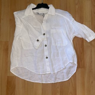 Camisa Zara Lino Blanca Talla S