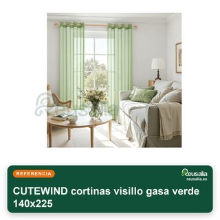 CUTEWIND cortinas visillo gasa verde 140x225