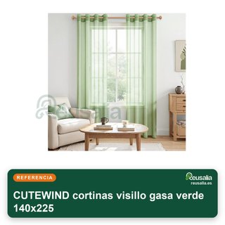 CUTEWIND cortinas visillo gasa verde 140x225