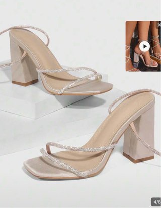 Sandalias de tacón con pedrería plateada T.39