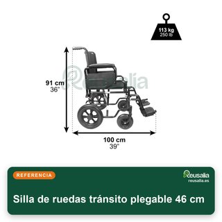Silla de ruedas tránsito plegable 46 cm