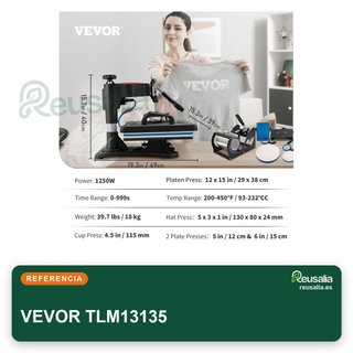 VEVOR prensa calor 5 en 1 29x38 cm