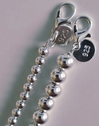 Conjunto collar y pulsera de cuentas plata 925