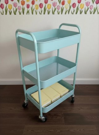 Carrito Auxiliar 3 Niveles turquesa.