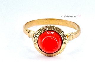 anillo oro 18k con coral