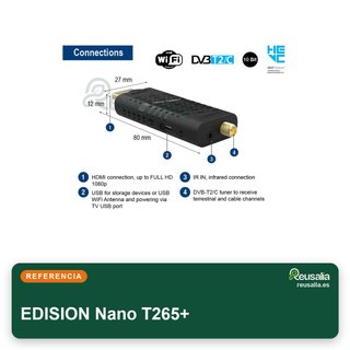 EDISION Nano T265+ receptor HDMI TDT DVB-C USB