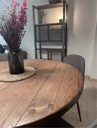 Mesa redonda madera y metal