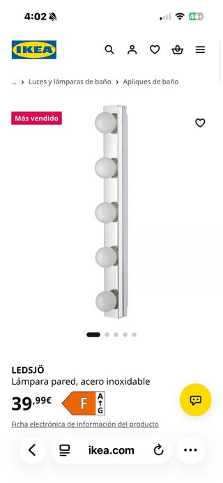 Lámpara de pared LEDSJÖ IKEA