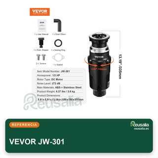 VEVOR triturador basura cocina 1/2 HP