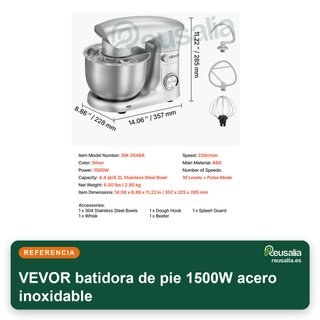 VEVOR batidora de pie 1500W acero inoxidable
