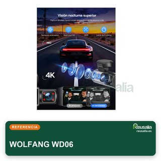 WOLFANG WD06 Dashcam 4K cámara coche visión