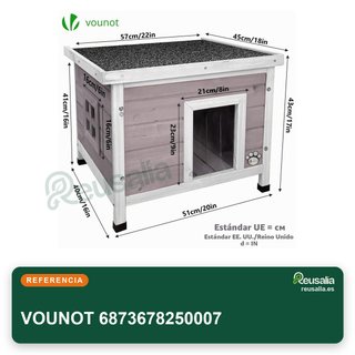 VOUNOT casa para gatos madera gris