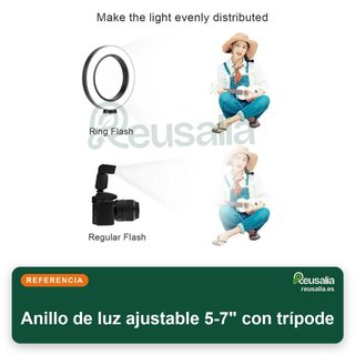 Anillo de luz ajustable 5-7" con trípode