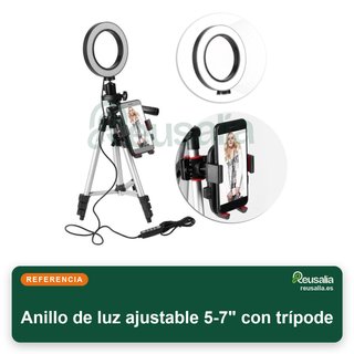 Anillo de luz ajustable 5-7" con trípode