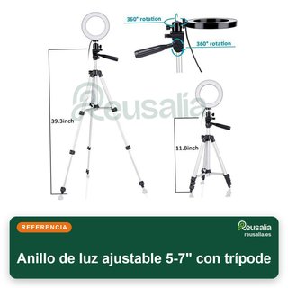 Anillo de luz ajustable 5-7" con trípode