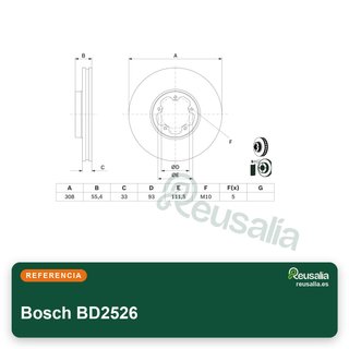 Bosch BD2526 disco freno ventilado alta calidad