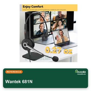 Wantek 681N Auriculares con micrófono y