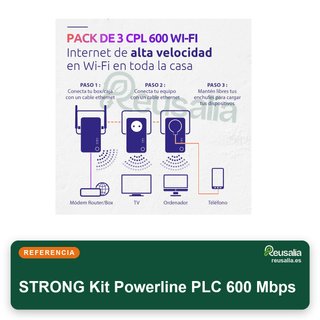 Strong Kit Powerline PLC 600Mbps Triple Toma