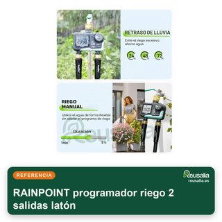 RAINPOINT programador riego 2 salidas latón