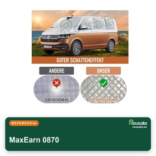 MaxEarn alfombrillas térmicas parasol VW T4 SWB