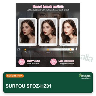 SURFOU espejo cosmético plegable luz