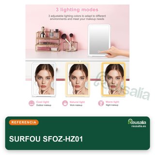 SURFOU espejo cosmético plegable luz