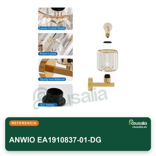 ANWIO aplique pared cristal e27 dorado