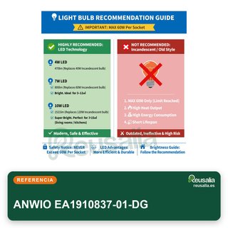 ANWIO aplique pared cristal e27 dorado