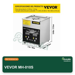 VEVOR limpiador ultrasónico 2L con calentador