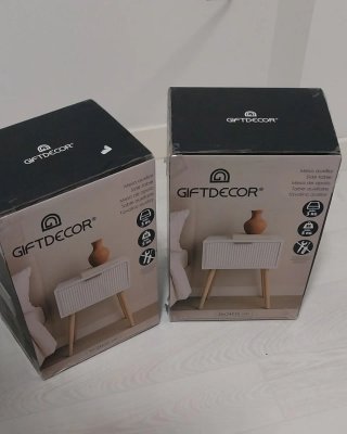 Mesita auxiliar GIFTDECOR blanca y madera