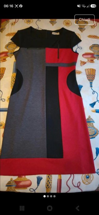 Vestito OVS corto rosso, nero e grigio