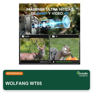 WOLFANG Cámara fototrampeo 4K 64MP WiFi IP66