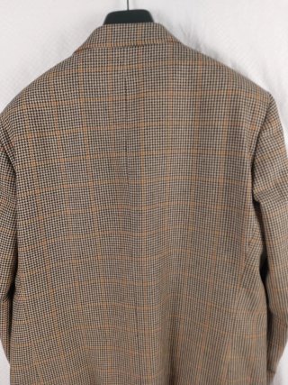 Giacca Lana Tweed Beige  con Motivo a Quadri