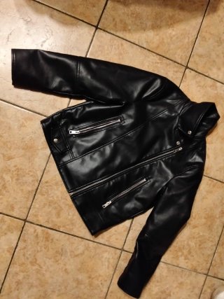Giacca Zara bambina similpelle nera 140cm