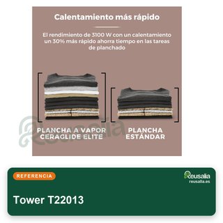 Tower T22013 plancha vapor cerámica 3100W