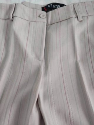 Pantaloni eleganti a righe beige Tg 44