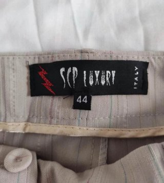 Pantaloni eleganti a righe beige Tg 44