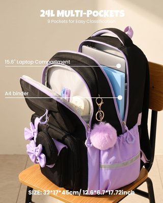 AMYTHE Mochila Niña 23L Ligera Impermeable Set 3