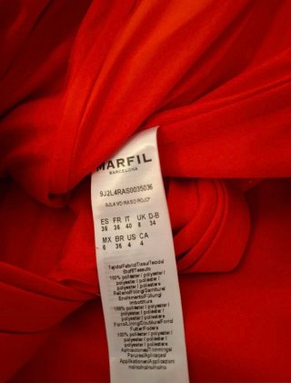 Elegante Vestido Fiesta Marfil Barcelona Rojo