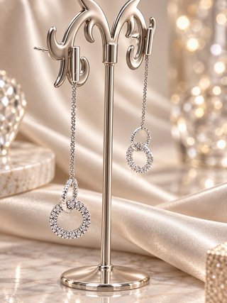 Orecchini argento 925 lav diamantata pavé zirconi