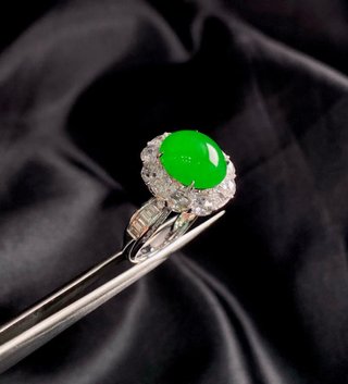 Anillo Oro 18k Jade Verde