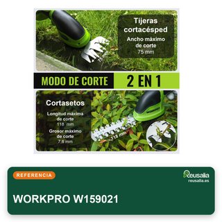 WORKPRO tijeras cortacésped y cortasetos 2 en 1