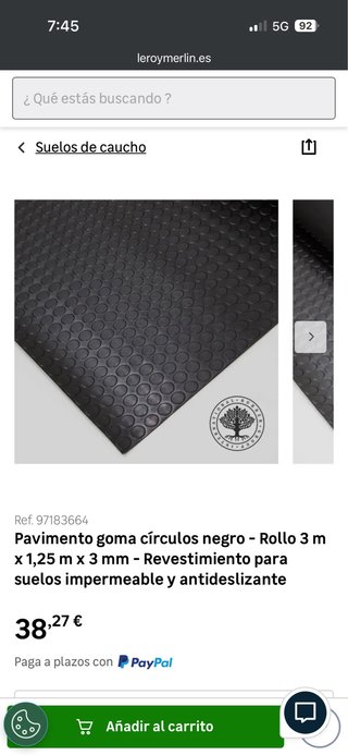 Pavimento goma círculos negro 3m